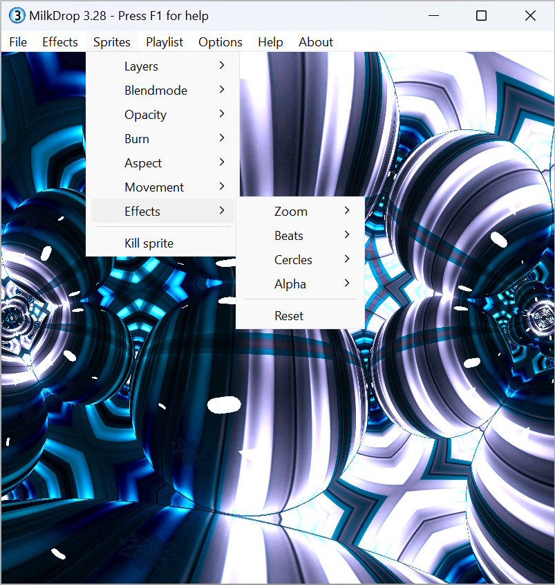 MilkDrop 3 blend mode menu